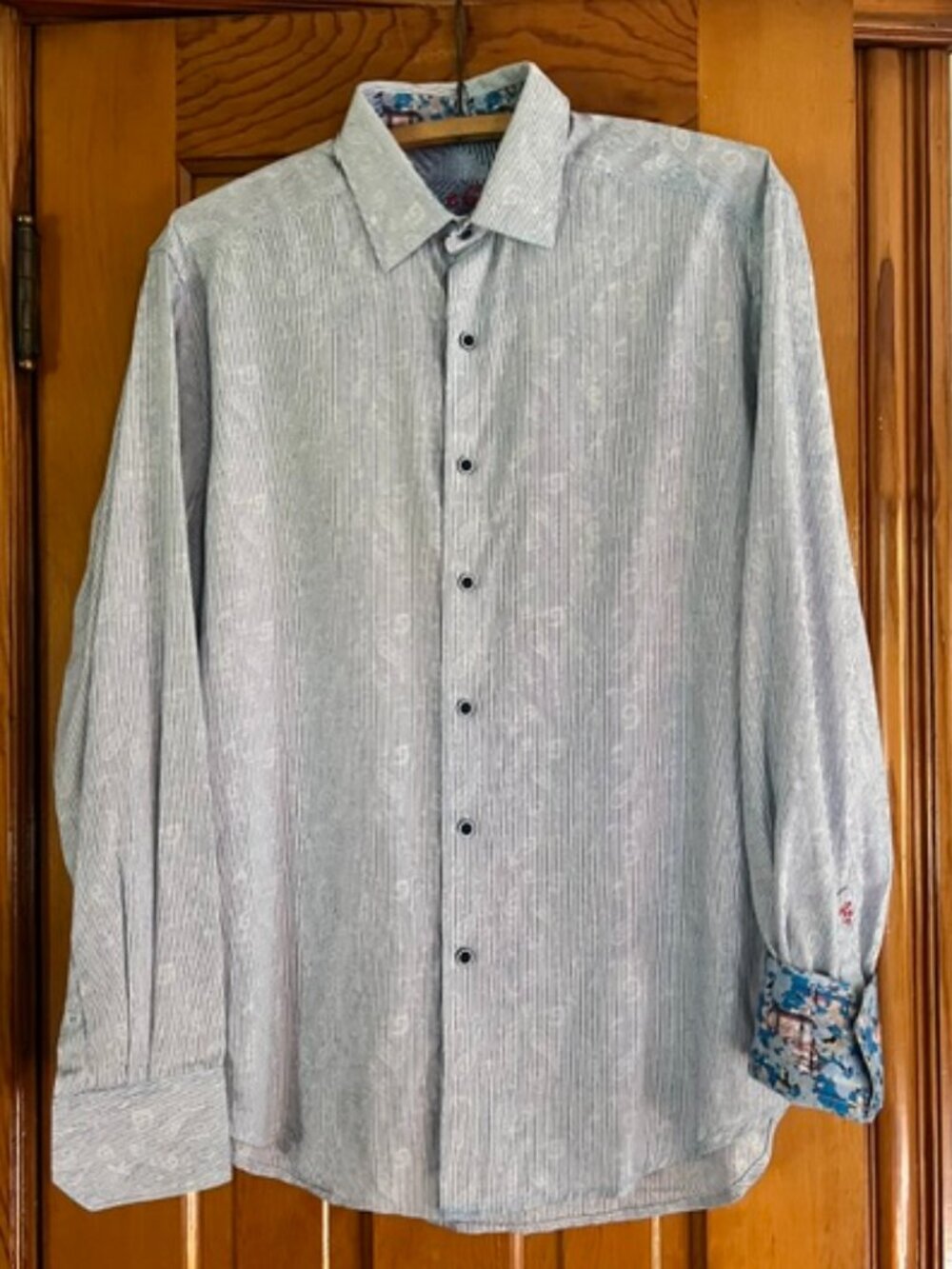 Robert Graham L Sleeve Button-Dwn Blu Paisley Flip Cuff Shirt Men Medium